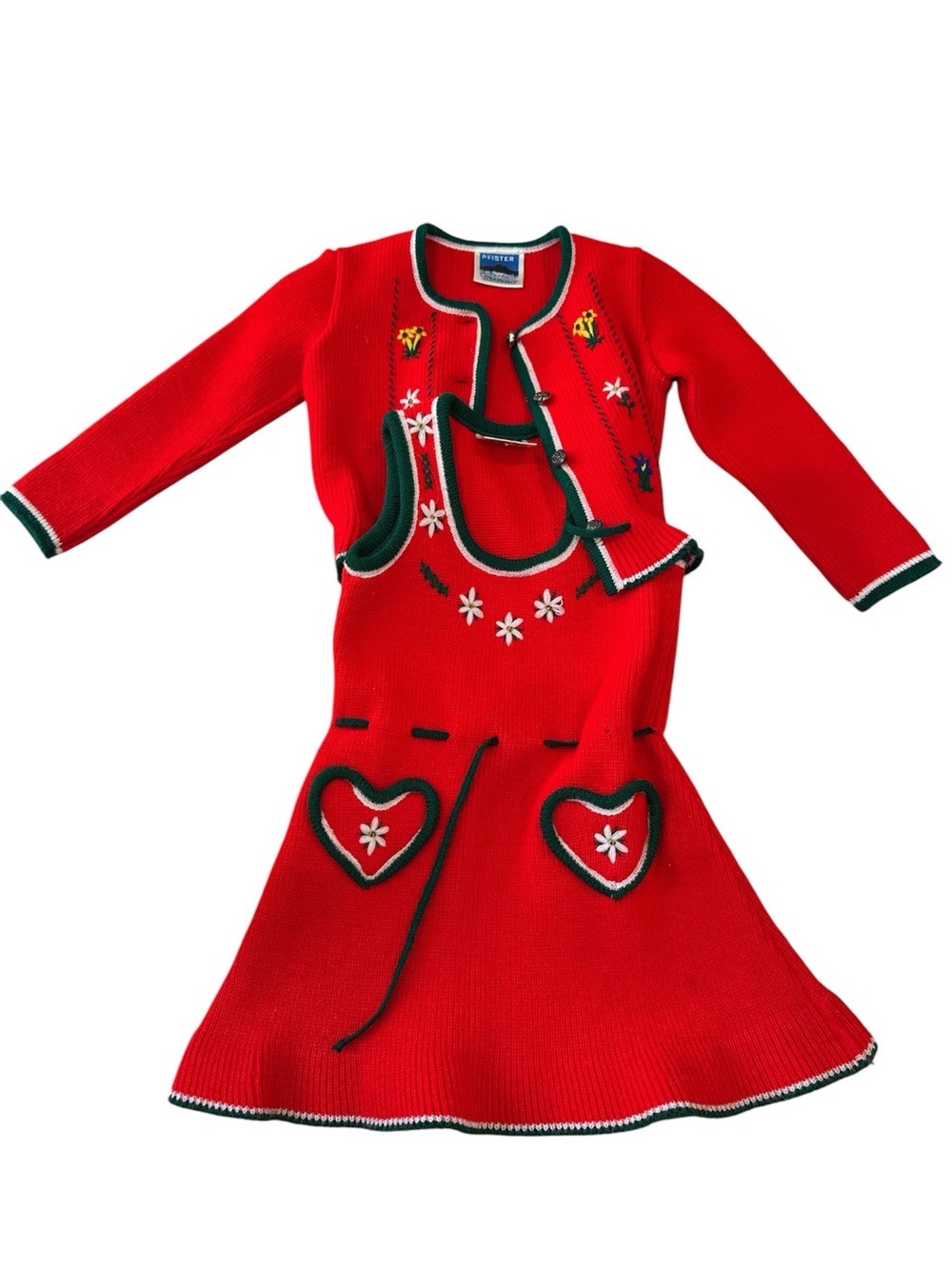 Vintage knitwear dress and matching sweater. Toddler